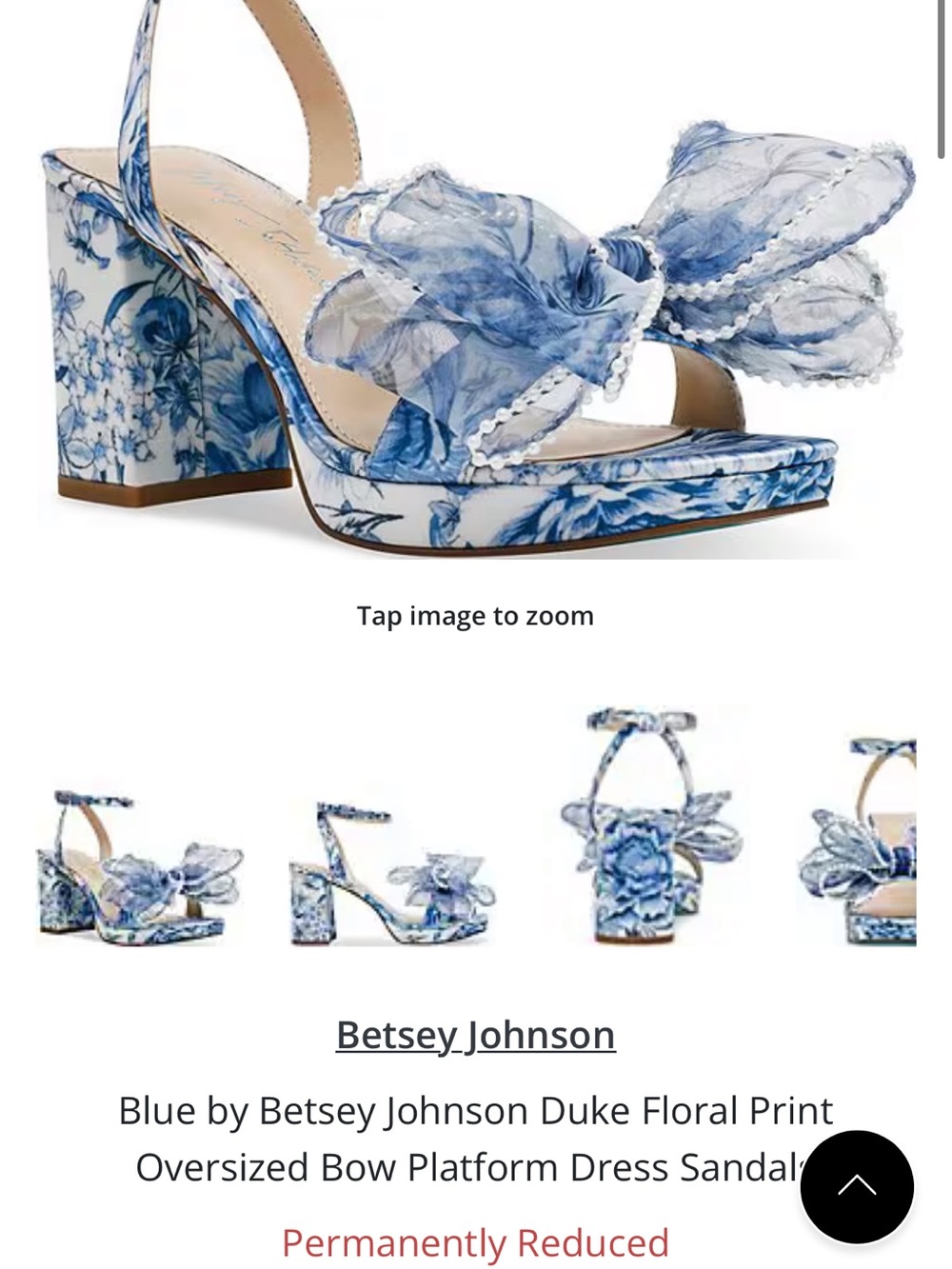 Betsey Johnson Blue Floral Bow Platform Sandal
